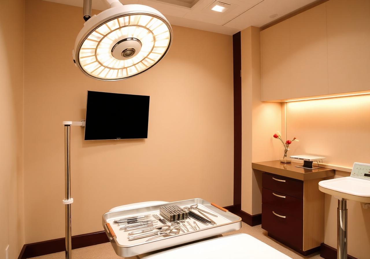 Sala preparada para procedimentos com estrutura completa